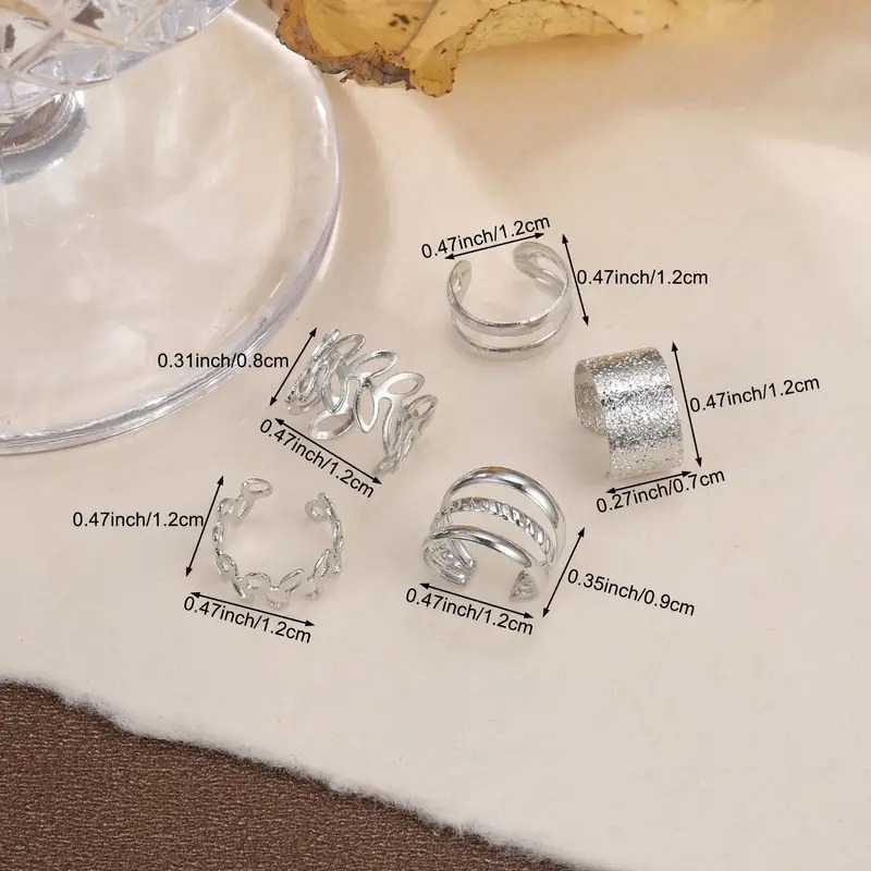 5pcs Ear Cuff Set for Women, No Piercing Clip-On Earrings